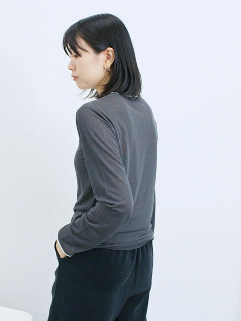 Samansa Mos2 blue「レイヤード風ロンT」|Tシャツ・カットソー|