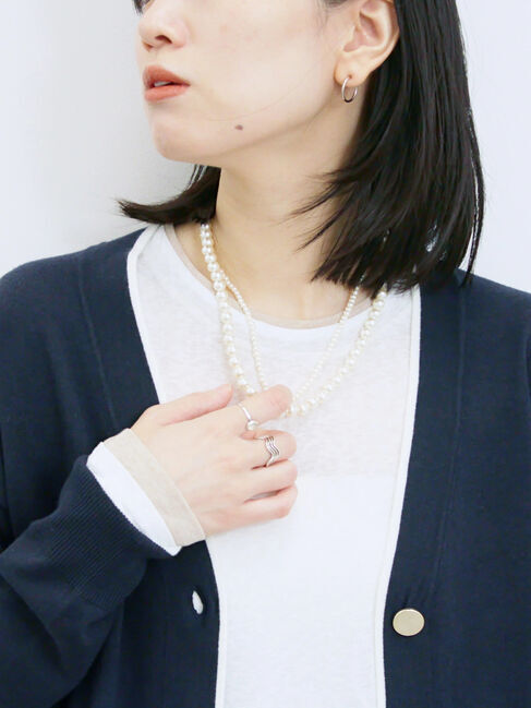 Samansa Mos2 blue「レイヤード風ロンT」|Tシャツ・カットソー|