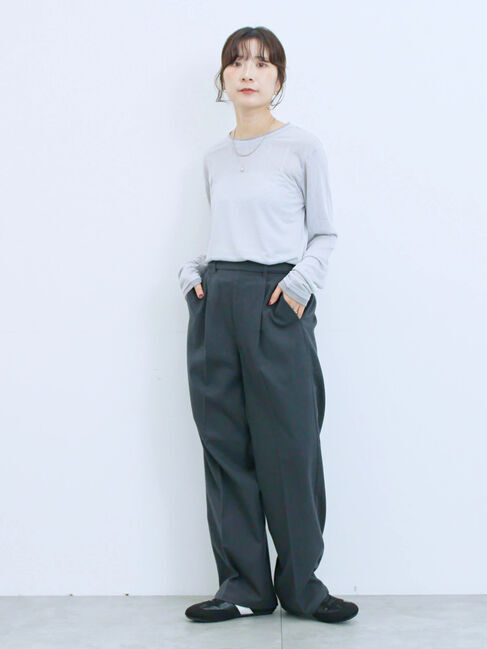 Samansa Mos2 blue「レイヤード風ロンT」|Tシャツ・カットソー|