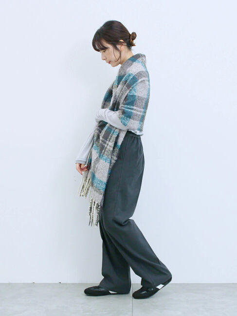 Samansa Mos2 blue「レイヤード風ロンT」|Tシャツ・カットソー|