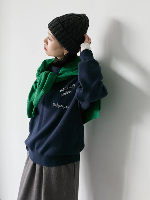 Samansa Mos2 blue「【Hug knit】ロゴプルオーバー」|ニット・セーター|