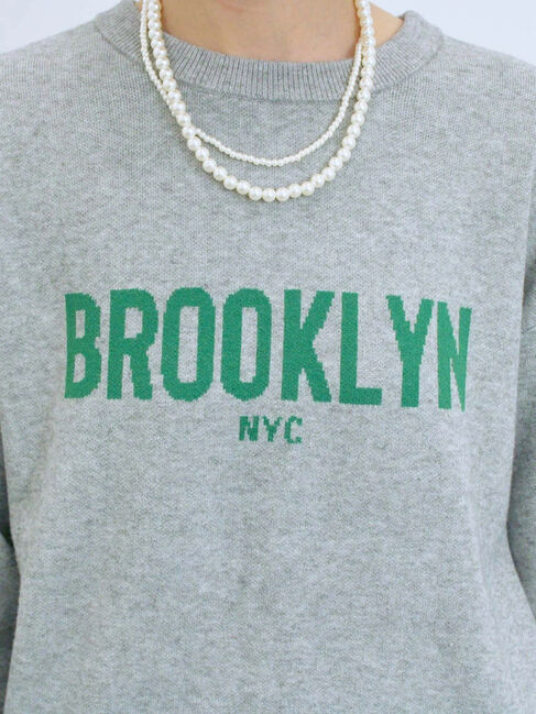 Samansa Mos2 blue「【Hug knit】ロゴプルオーバー」|ニット・セーター|