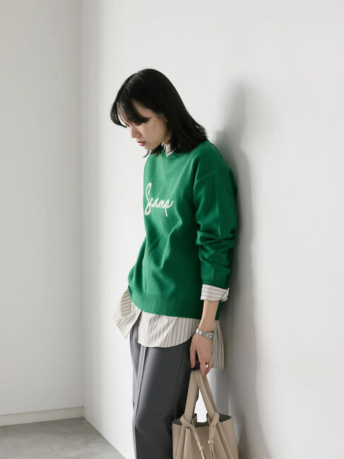 Samansa Mos2 blue「【Hug knit】ロゴプルオーバー」|ニット・セーター|