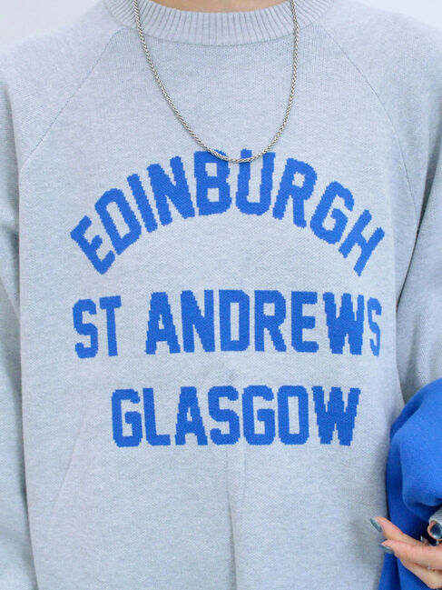 Samansa Mos2 blue「ロゴニットプルオーバー」|ニット・セーター|