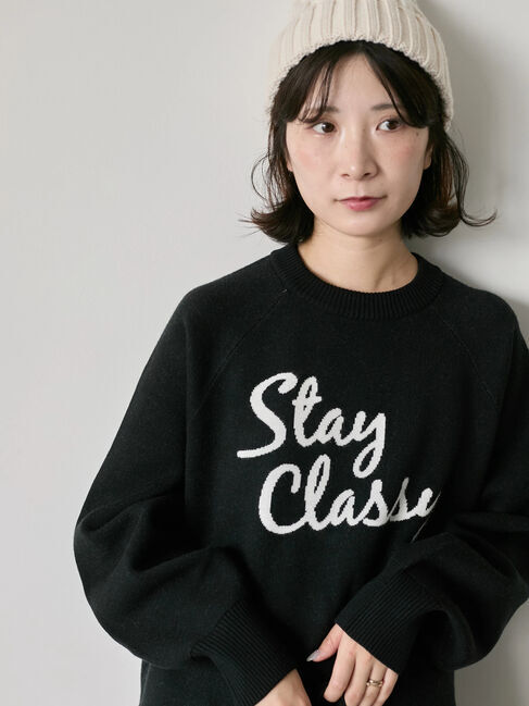 Samansa Mos2 blue「ロゴニットプルオーバー」|ニット・セーター|