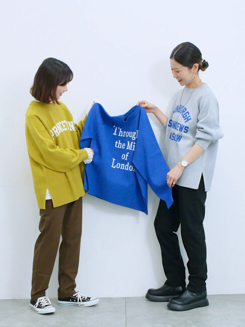 Samansa Mos2 blue「ロゴニットプルオーバー」|ニット・セーター|