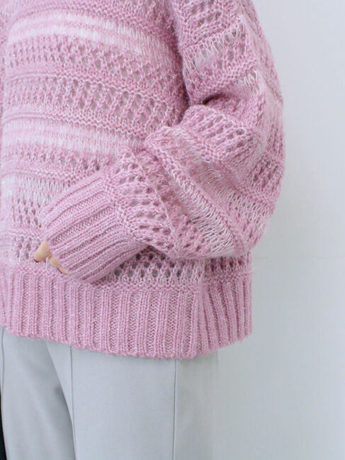 Samansa Mos2 blue「透かし柄ニットプルオーバー」|ニット・セーター|