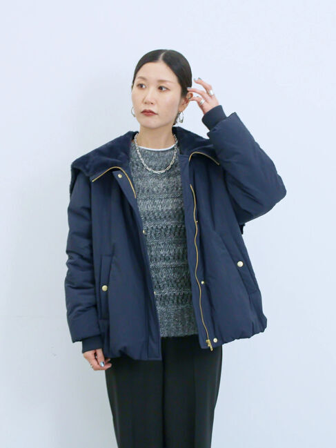 Samansa Mos2 blue「透かし柄ニットプルオーバー」|ニット・セーター|