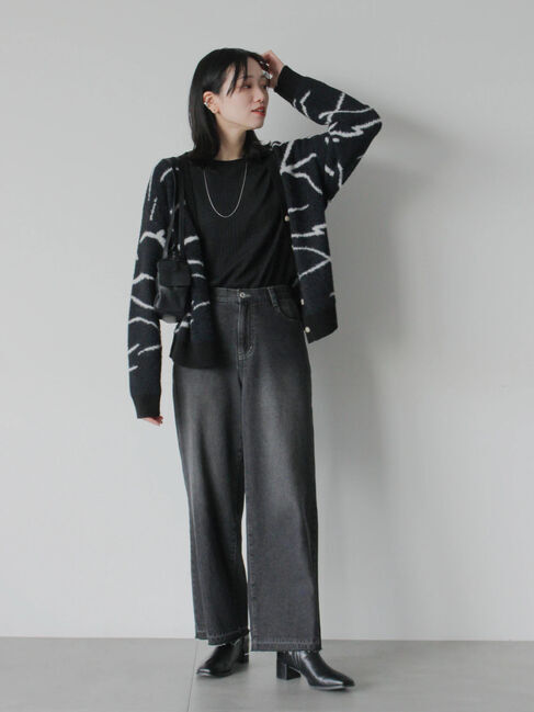 Samansa Mos2 blue「ふくれジャカードクルーネックプルオーバー」|Tシャツ・カットソー|