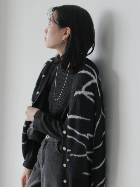 Samansa Mos2 blue「ふくれジャカードクルーネックプルオーバー」|Tシャツ・カットソー|