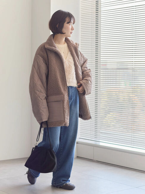 Samansa Mos2 blue「ふくれジャカードクルーネックプルオーバー」|Tシャツ・カットソー|