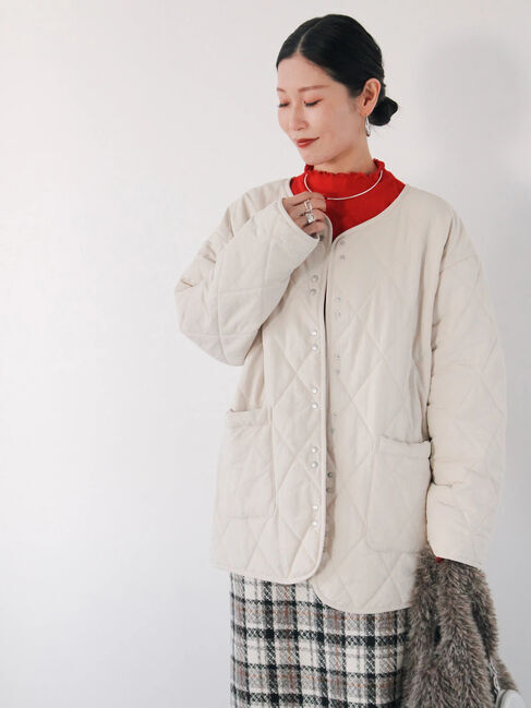 Samansa Mos2 blue「キルトミドルコート」|その他|