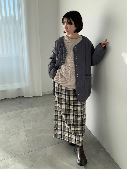 Samansa Mos2 blue「キルトミドルコート」|その他|