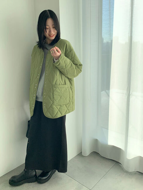 Samansa Mos2 blue「キルトミドルコート」|その他|