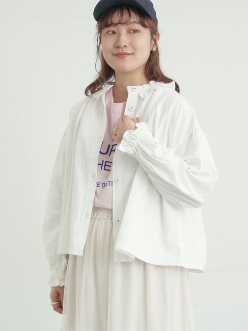 Samansa Mos2「フリル襟ジャケット」|その他|オフホワイト