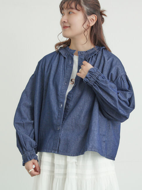 Samansa Mos2「フリル襟ジャケット」|その他|ネイビー