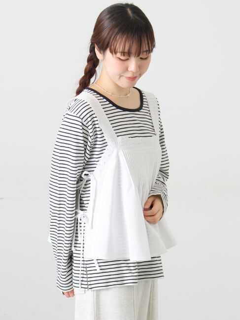 Samansa Mos2「ピンタックレースビスチェ」|シャツ・ブラウス|