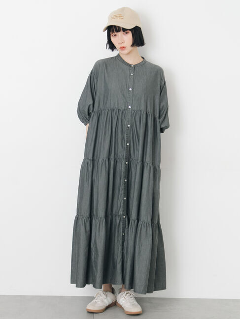 Samansa Mos2「【接触冷感】ライトオンスデニムワンピース」|ワンピース|