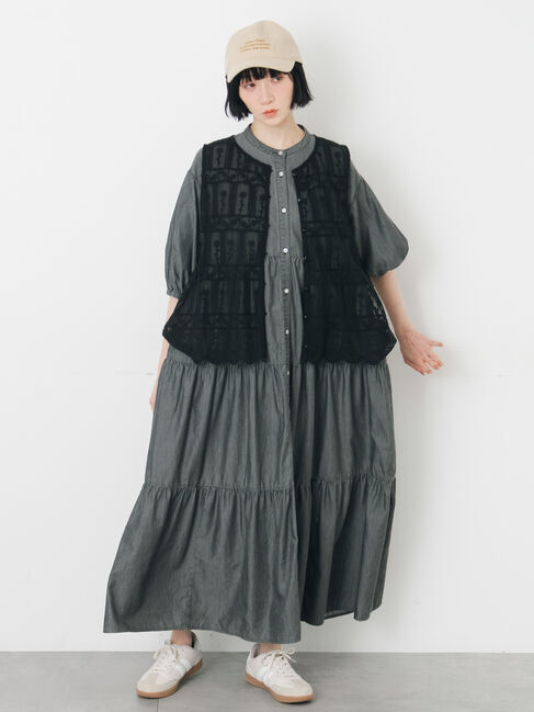 Samansa Mos2「【接触冷感】ライトオンスデニムワンピース」|ワンピース|