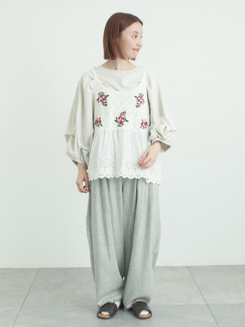 Samansa Mos2「袖タックTシャツ」|Tシャツ・カットソー|