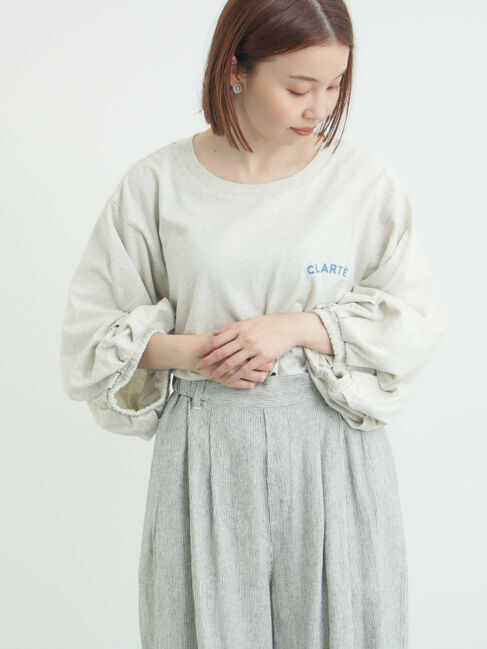 Samansa Mos2「袖タックTシャツ」|Tシャツ・カットソー|グレー