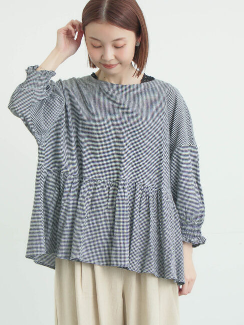 Samansa Mos2「袖口シャーリング前後2WAYブラウス」|シャツ・ブラウス|