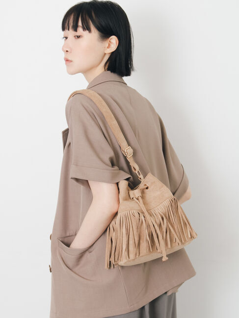 Samansa Mos2「スウェードライクフリンジ巾着バッグ」|その他|