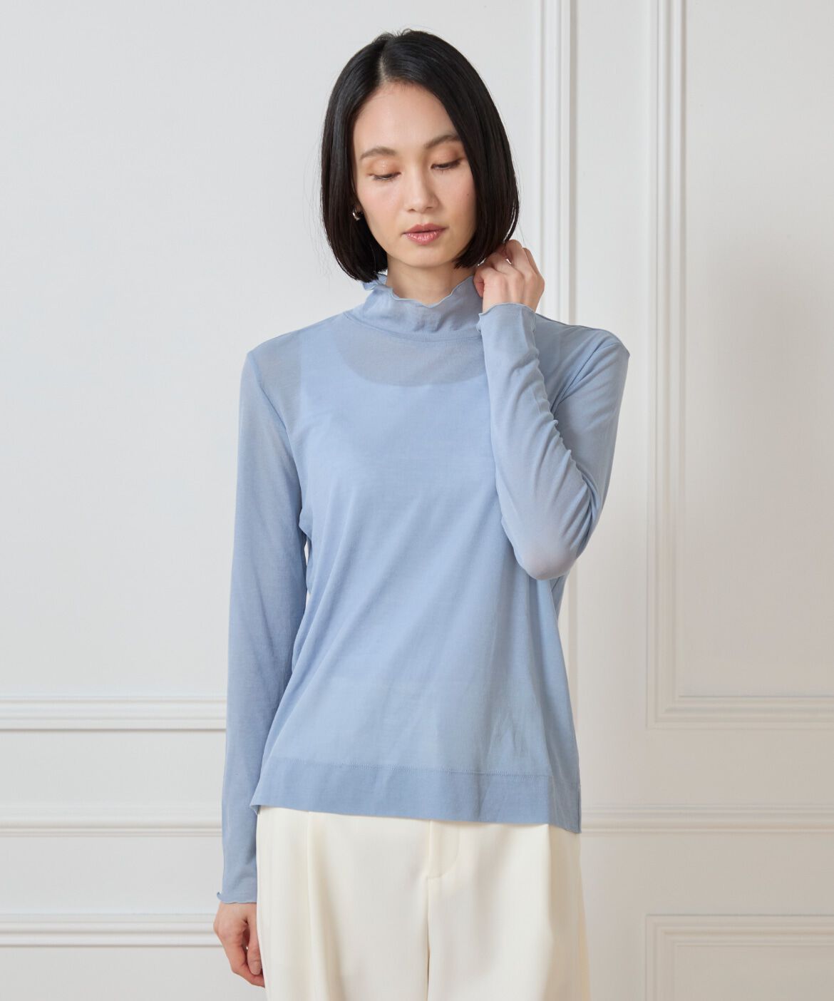 7-IDconcept.「シアーハイネックプルオーバー」|Tシャツ・カットソー|サックス3