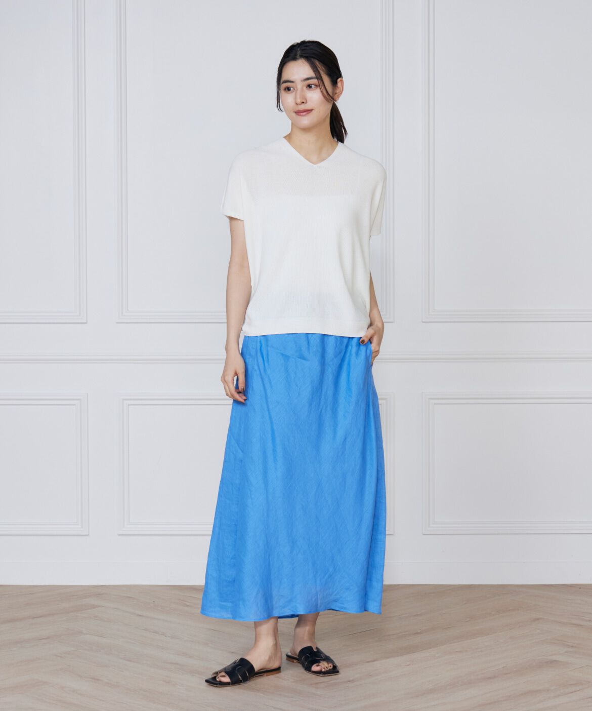 INED「《WEB限定》鹿の子編みVネックサマーニット《Cuoo》」|ニット・セーター|