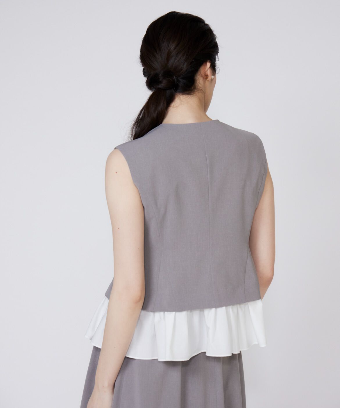 Maglie le cassetto「《大きいサイズ》異素材ドッキングジレ」|ダウンベスト・ベスト|