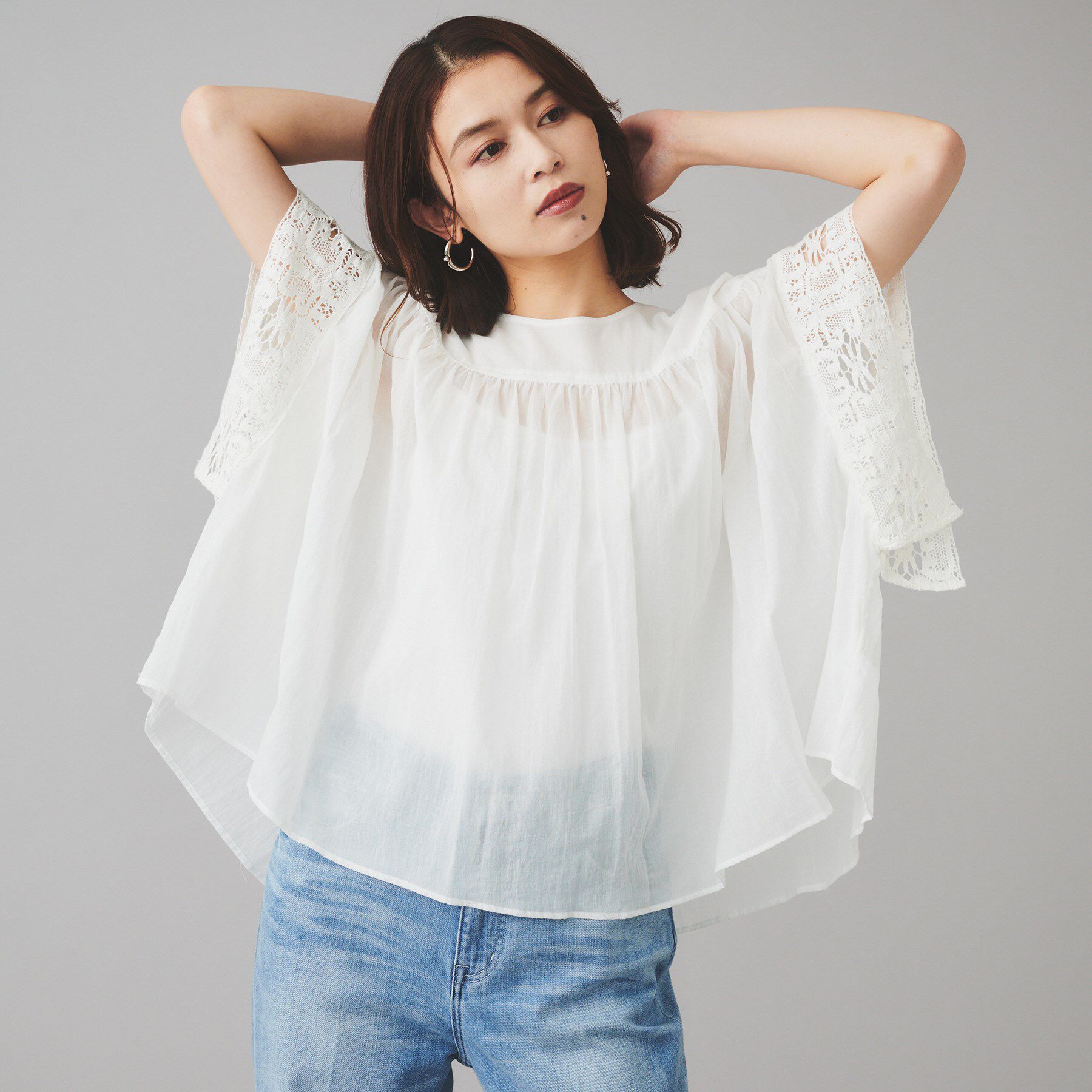 UNTITLED「【Liyoca】コットンシフォン ギャザーブラウス」|シャツ・ブラウス|