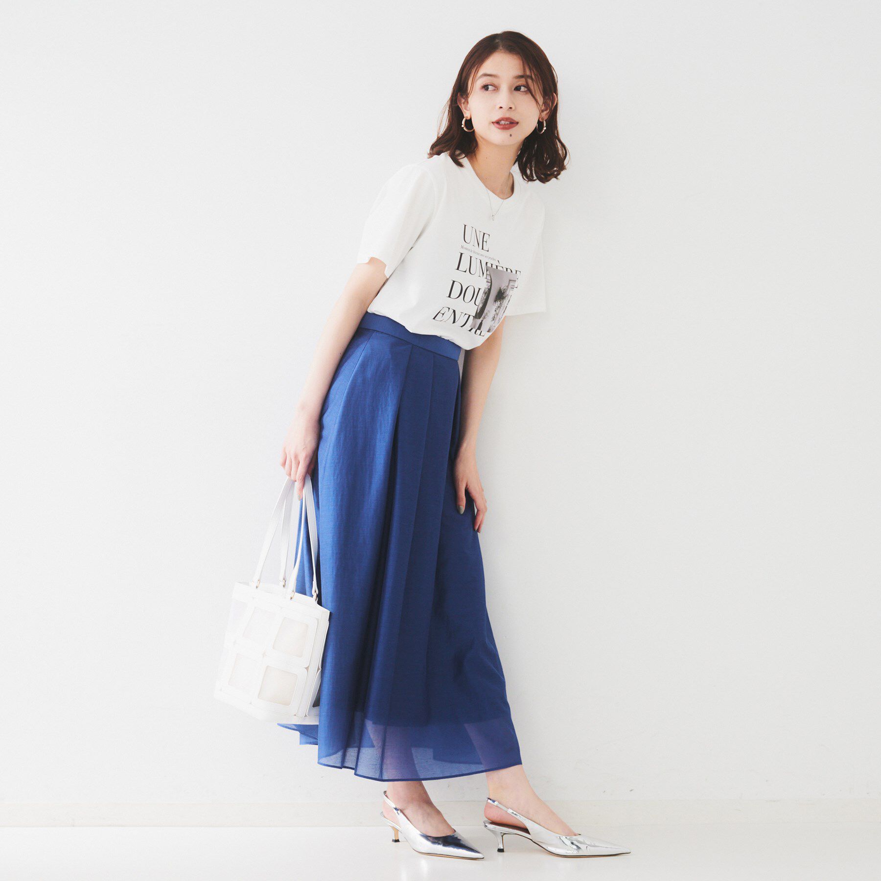 UNTITLED「【後ろウエストゴム/洗える】シアーフレアースカート」|スカート|