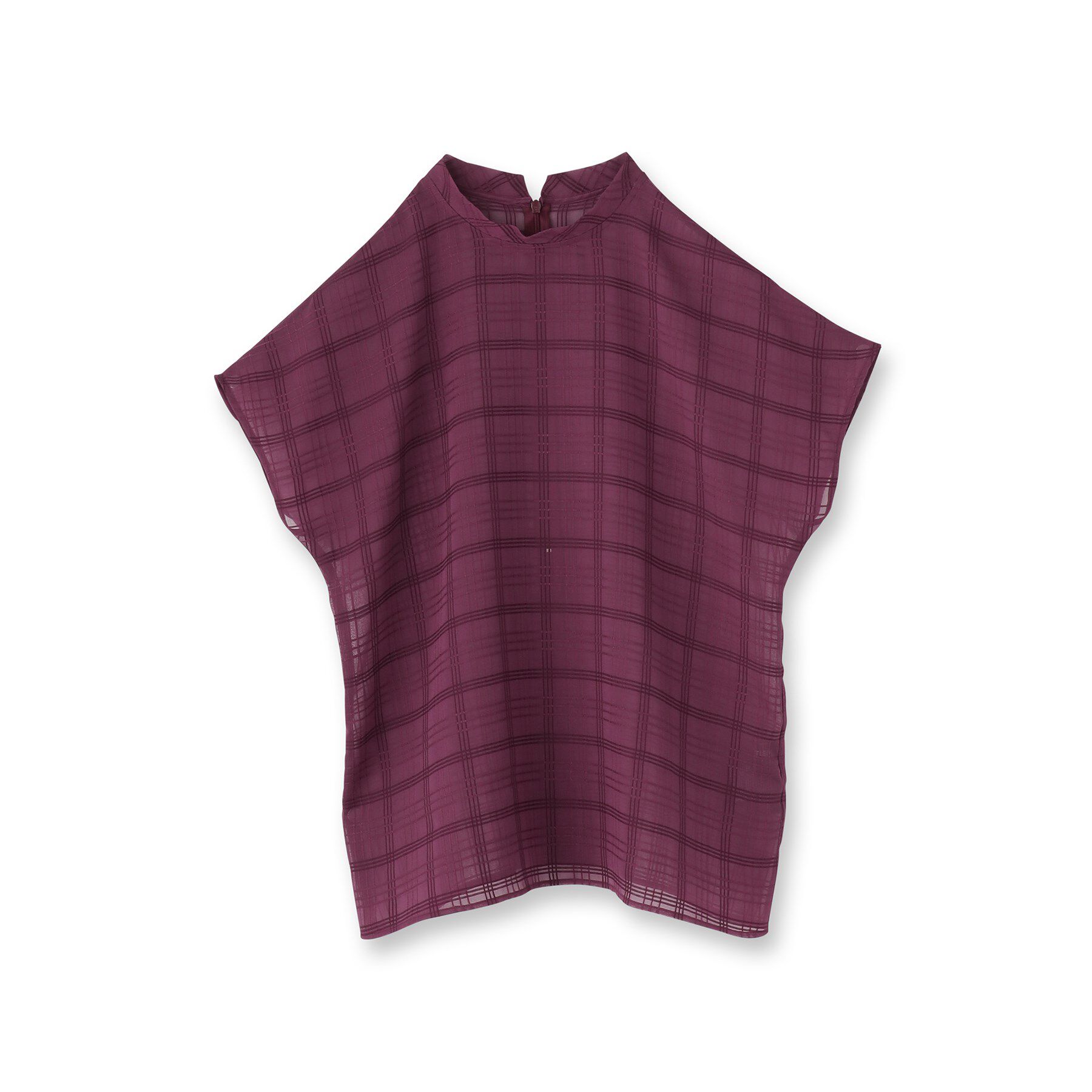 UNTITLED「【シアー】チェックスタンドネックブラウス」|シャツ・ブラウス|