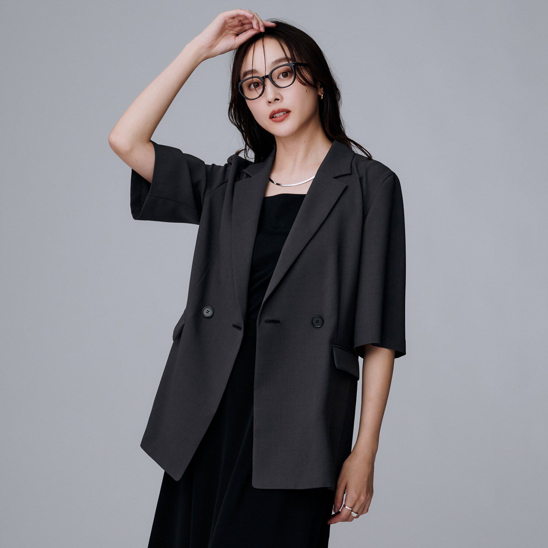 UNTITLED「【UVカット/接触冷感/洗える/テーラード】ライトウェイト ハーフスリーブジャケット」|テーラードジャケット|