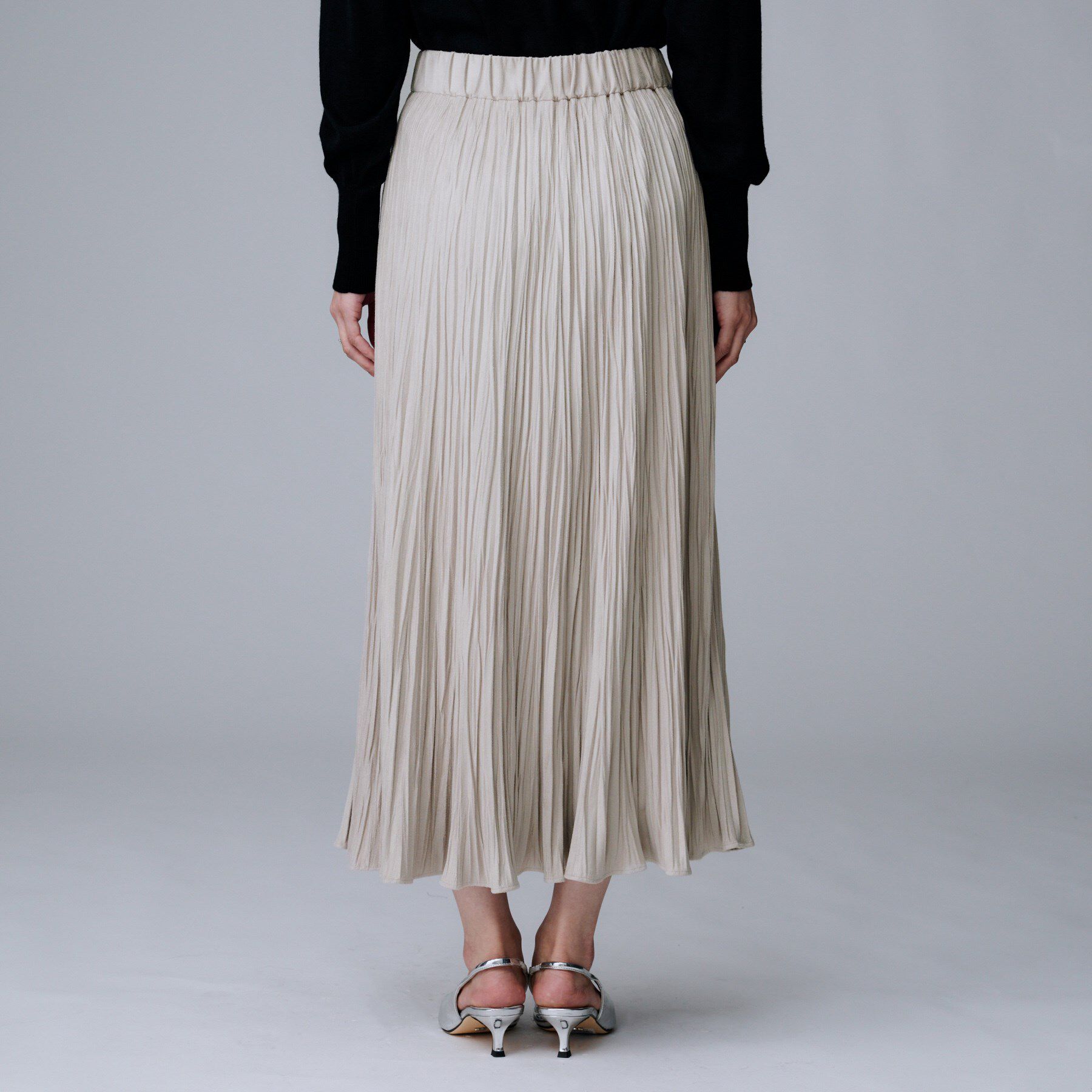 UNTITLED「【シワ知らず/ウエストゴム】スエード風プリーツスカート」|スカート|