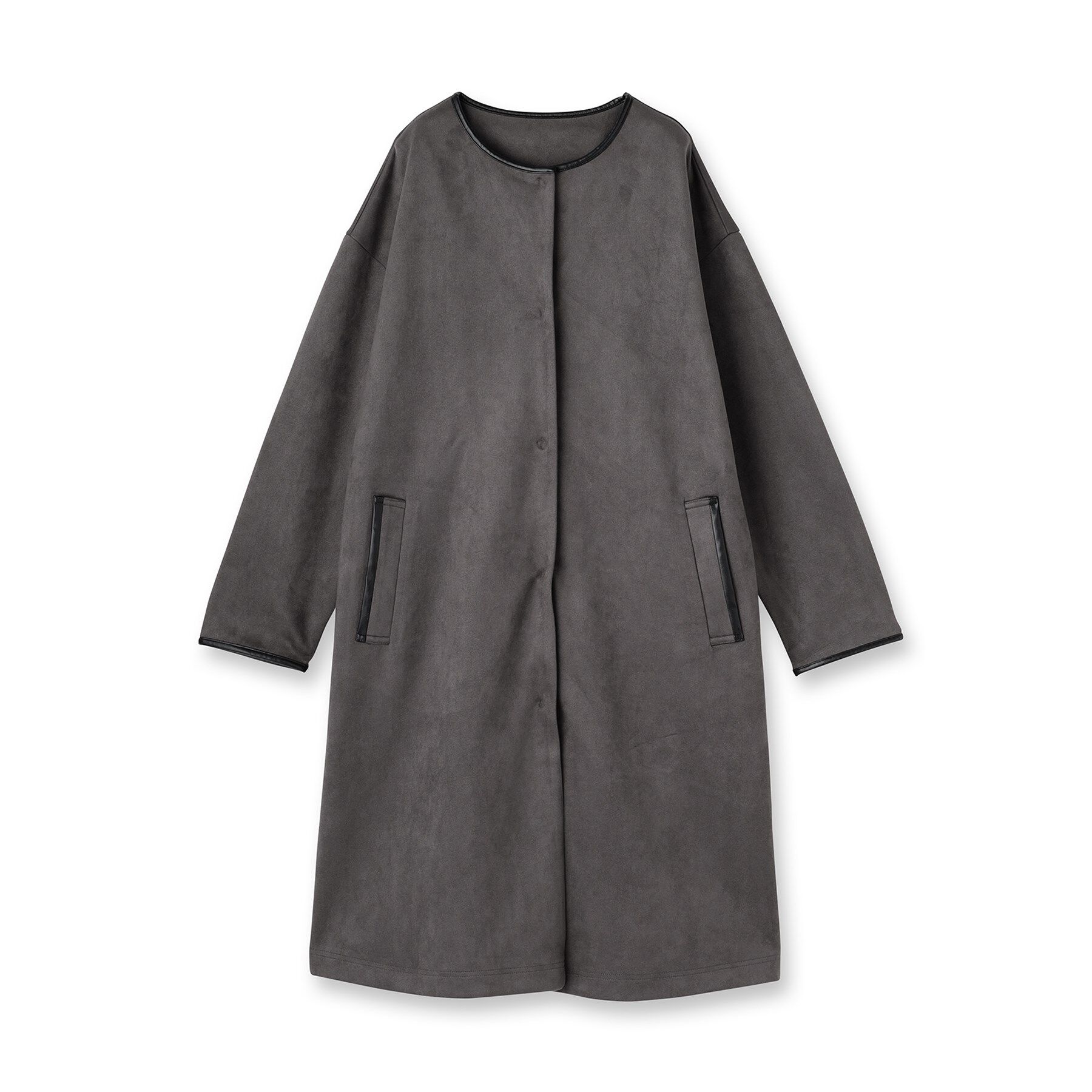 UNTITLED「【洗える/軽羽織り】マシュマロタッチ　スエード調コート」|ノーカラーコート|