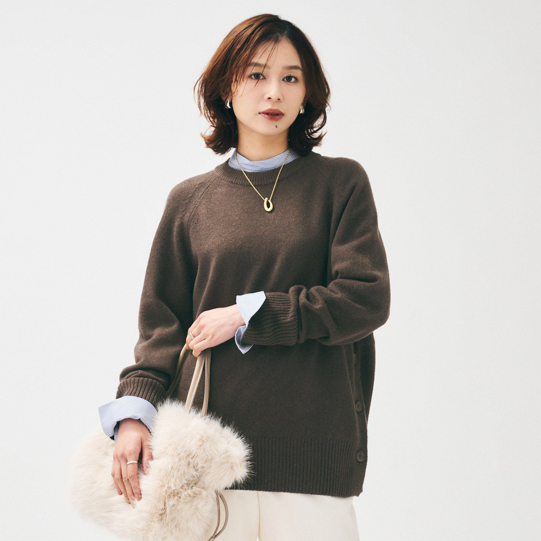 UNTITLED「【重ね着もおすすめ/洗える】ウールカシミヤ クルーネックニット」|ニット・セーター|