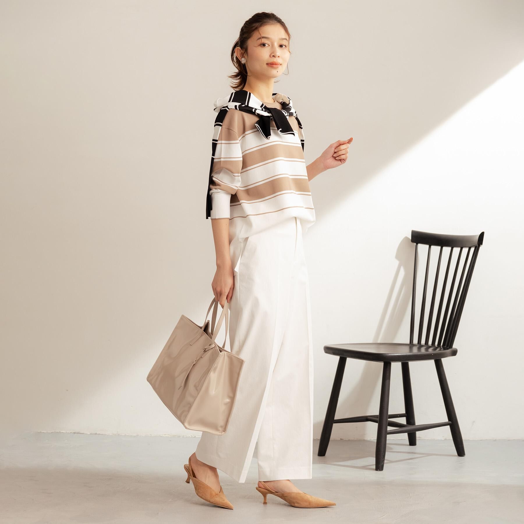 UNTITLED「【洗える/ゆったり】ボーダーボートネックニット」|ニット・セーター|