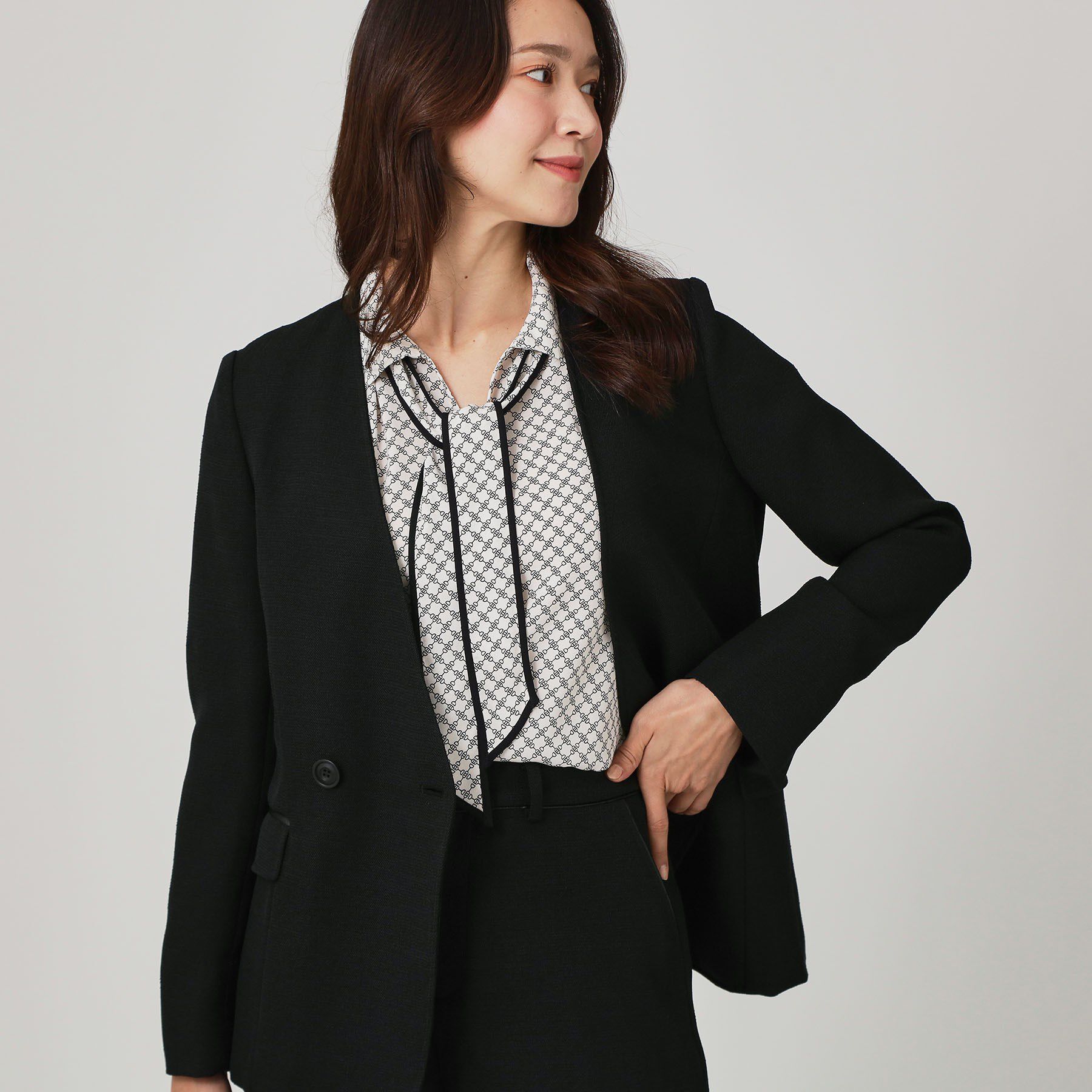 COUP DE CHANCE「【手洗い可／日本製／裏無し／セットアップ可】ツィード見えノーカラージャケット」|ノーカラージャケット|