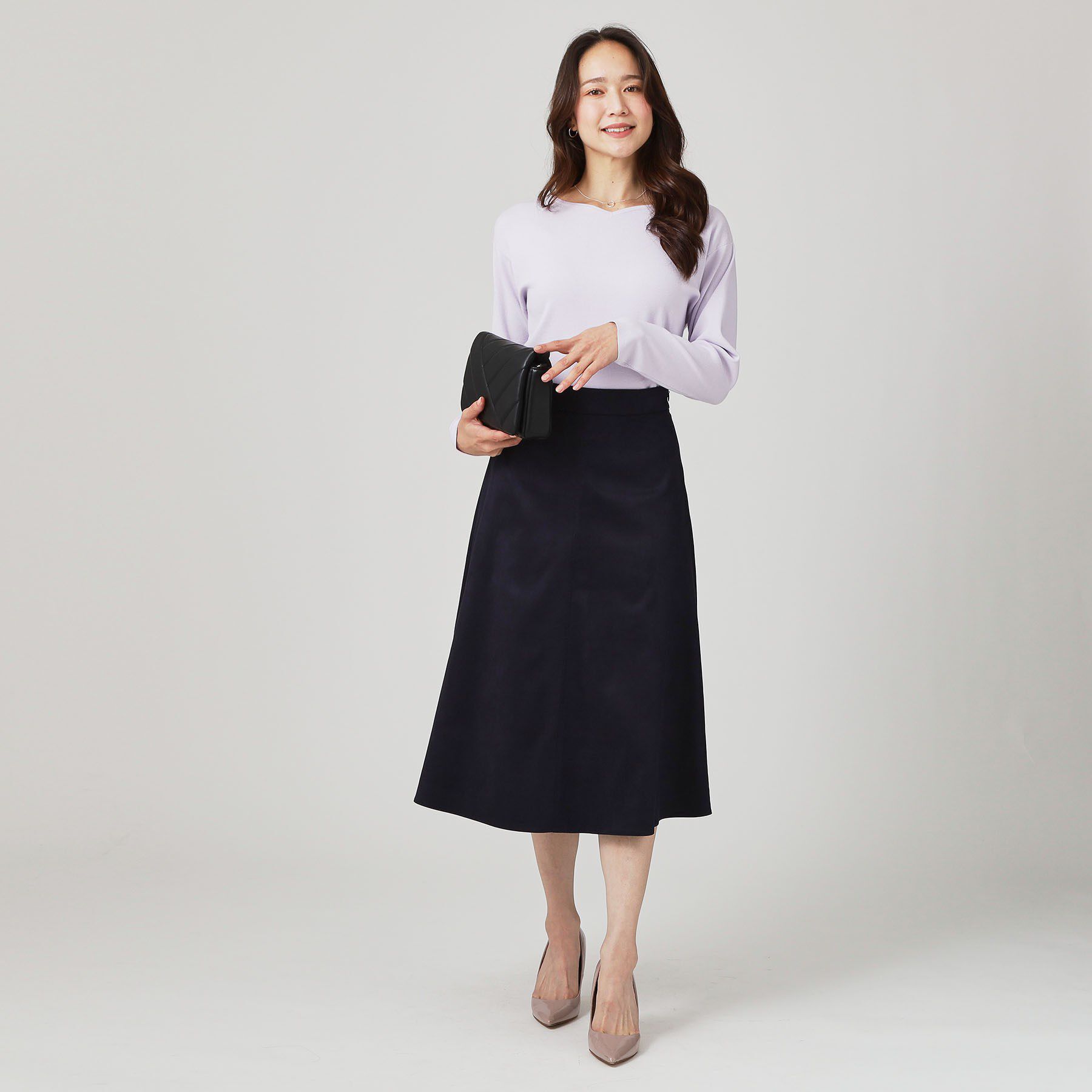 COUP DE CHANCE「【手洗い可／日本製／セットアップ可】スェード調素材フレアスカート」|スカート|