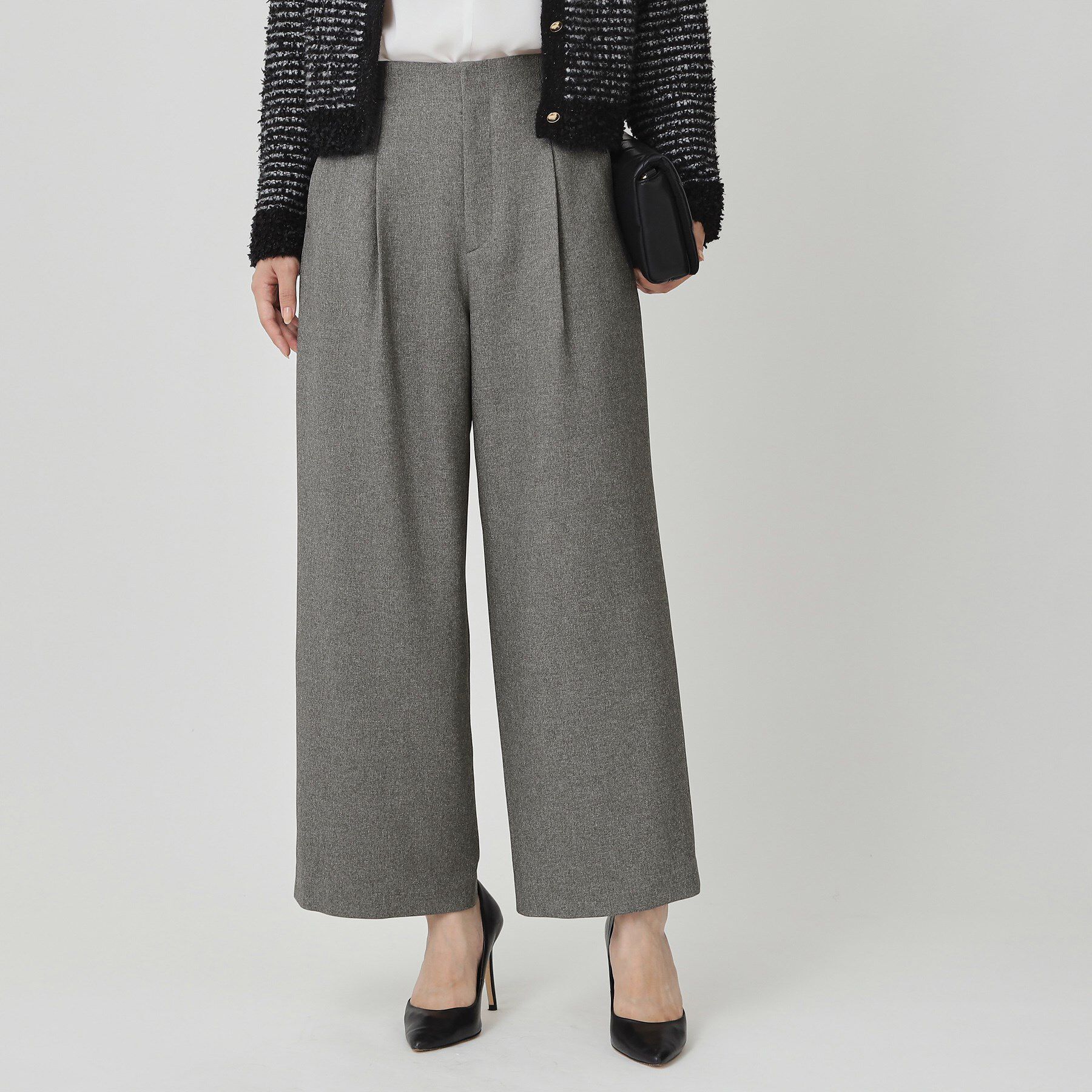 COUP DE CHANCE「【手洗い可／日本製】タックワイドパンツ」|その他|グレー(012)