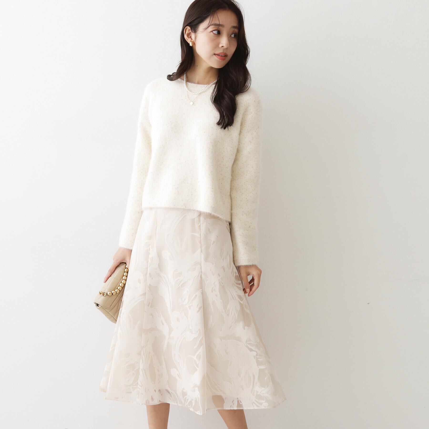 COUP DE CHANCE「【フォックス混／軽い着心地】ショート丈ニットトップス」|ニット・セーター|