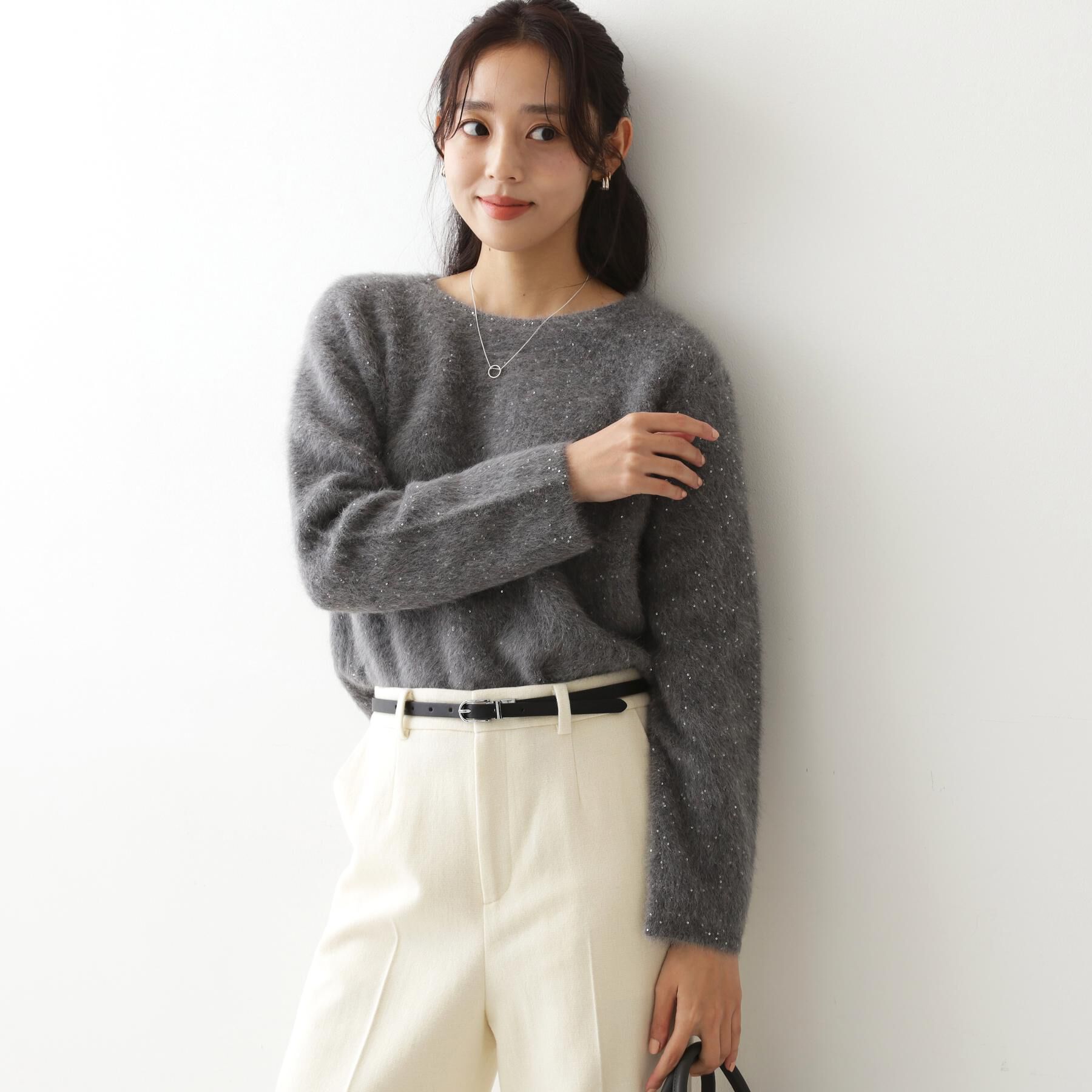 COUP DE CHANCE「【フォックス混／軽い着心地】ショート丈ニットトップス」|ニット・セーター|