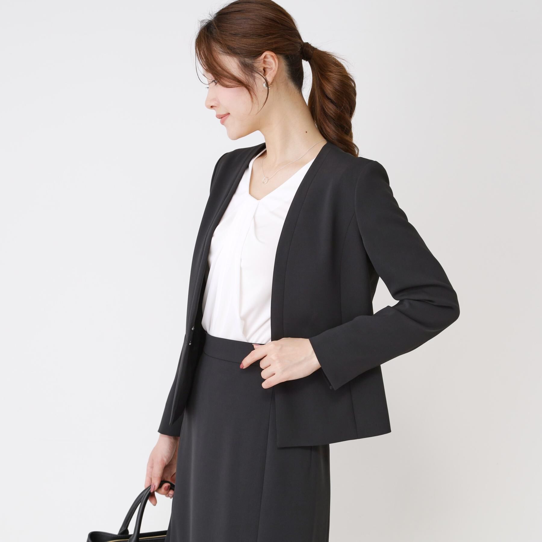 COUP DE CHANCE「【手洗い可／日本製／スーツ可】カラーレスジャケット」|ノーカラージャケット|