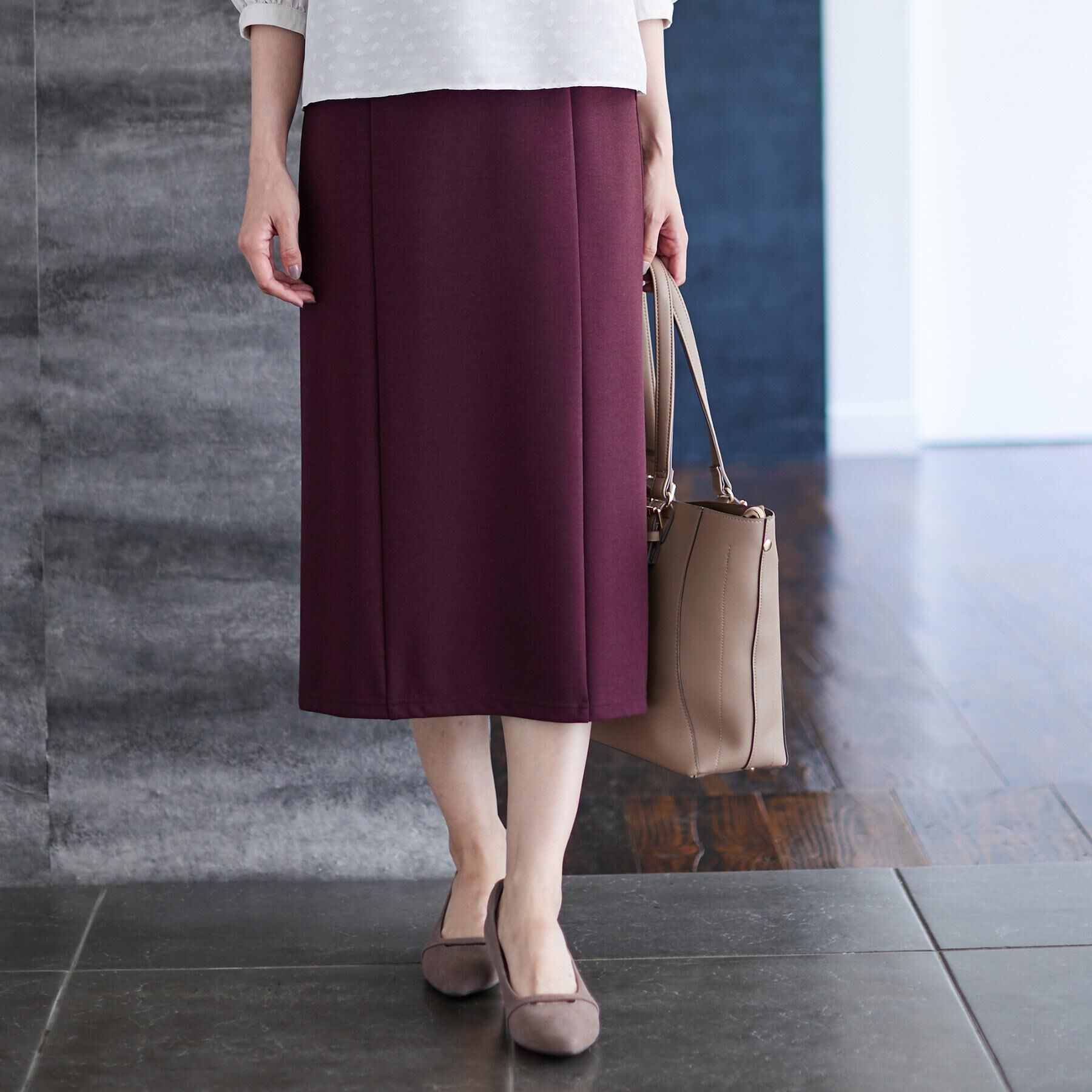 Reflect「【すっきり見え／ウエスト総ゴム】ジャージナロースカート」|スカート|ボルドー(064)