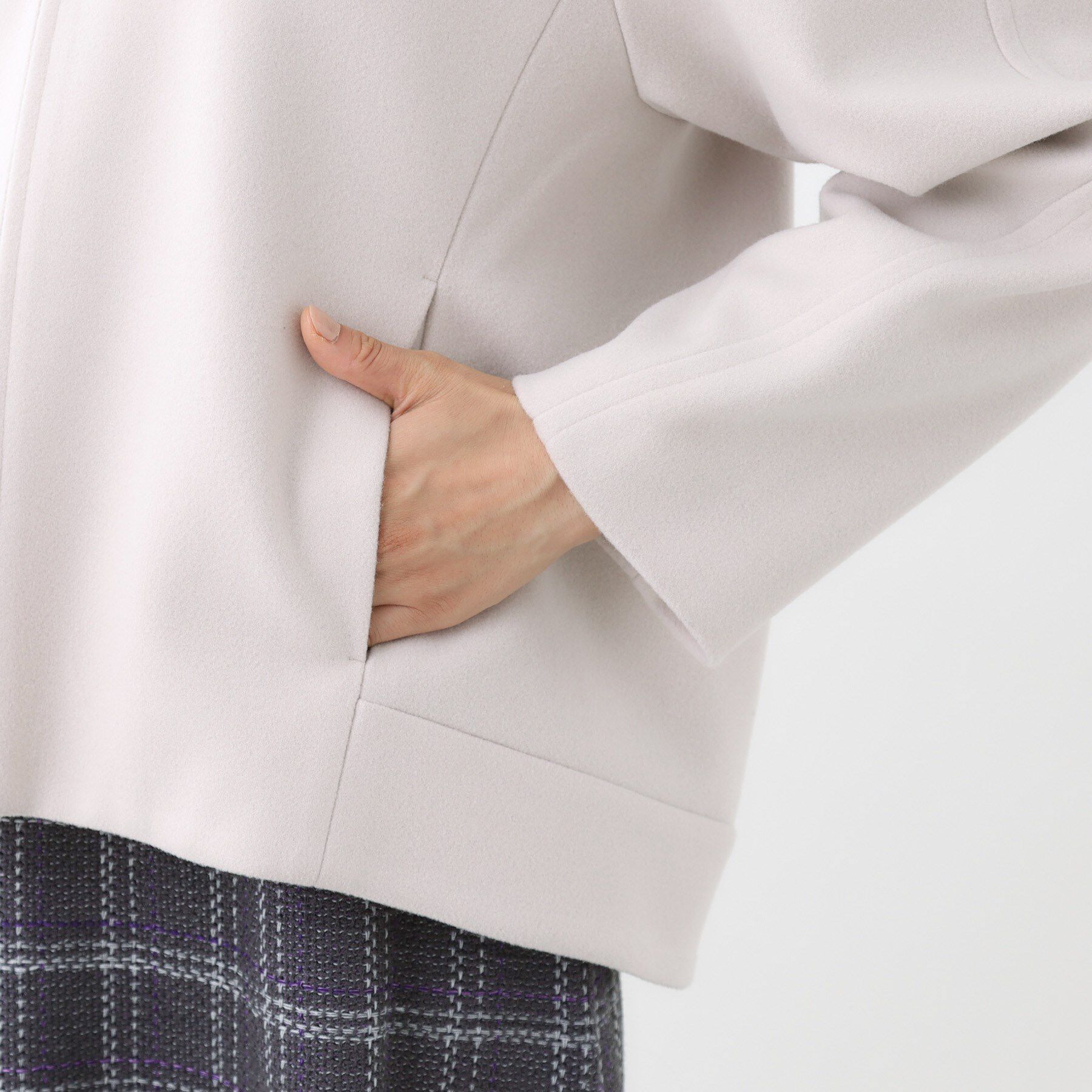 Reflect「【ゆったりシルエット】ジャージメルトンコクーンジャケット」|ノーカラーコート|