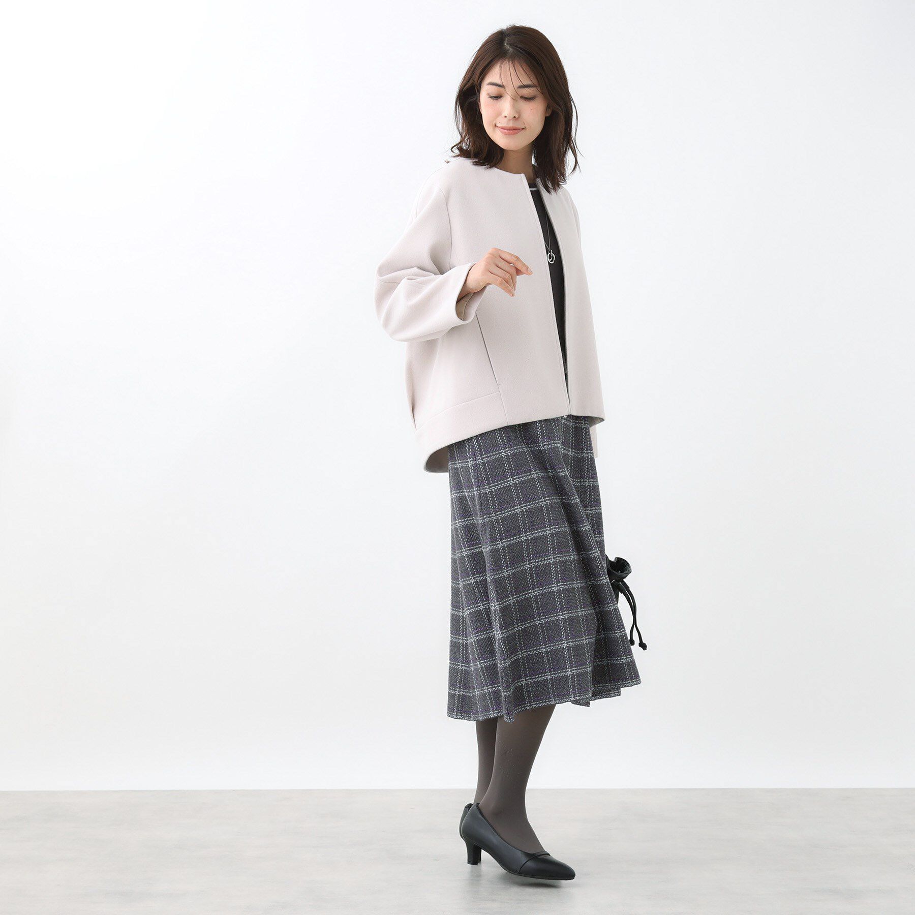 Reflect「【ゆったりシルエット】ジャージメルトンコクーンジャケット」|ノーカラーコート|