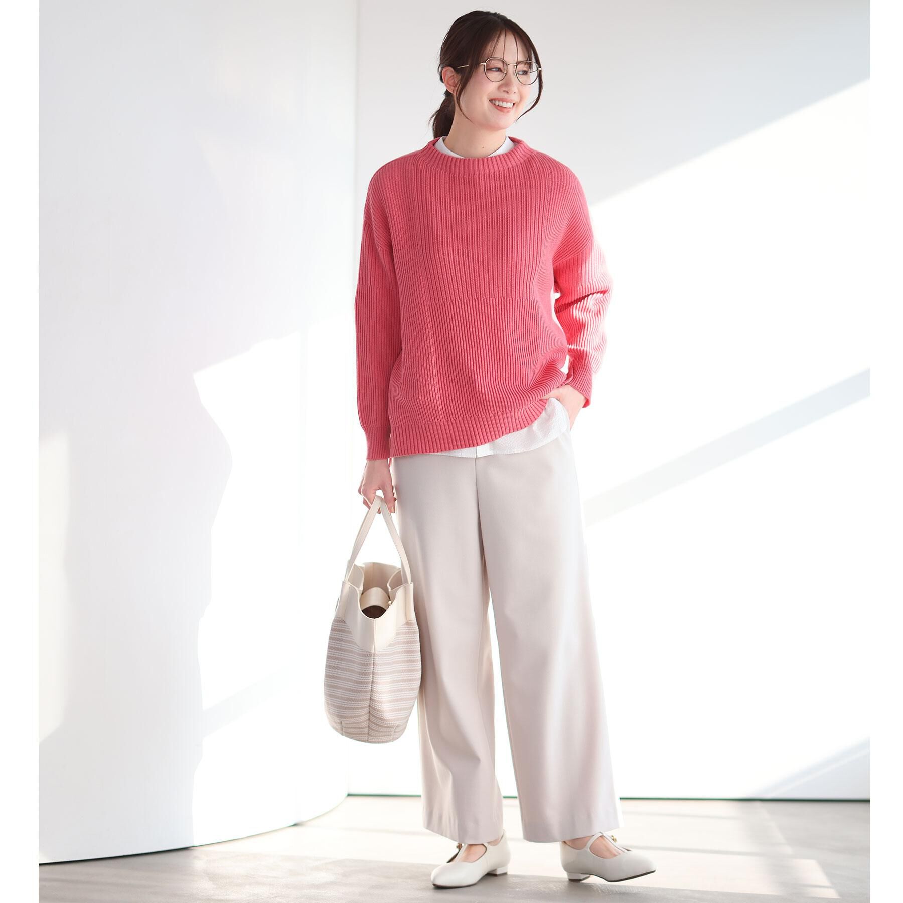 Reflect「【腰周りカバー／長め丈】モックネックニットプルオーバー」|ニット・セーター|