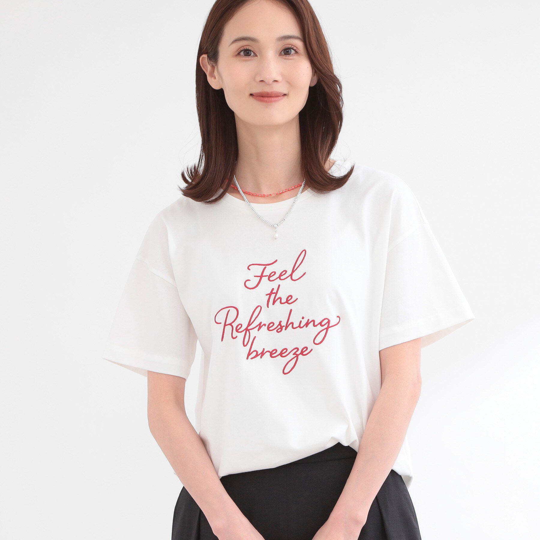 Reflect「【接触冷感】ラインアート刺繍Tシャツ」|Tシャツ・カットソー|