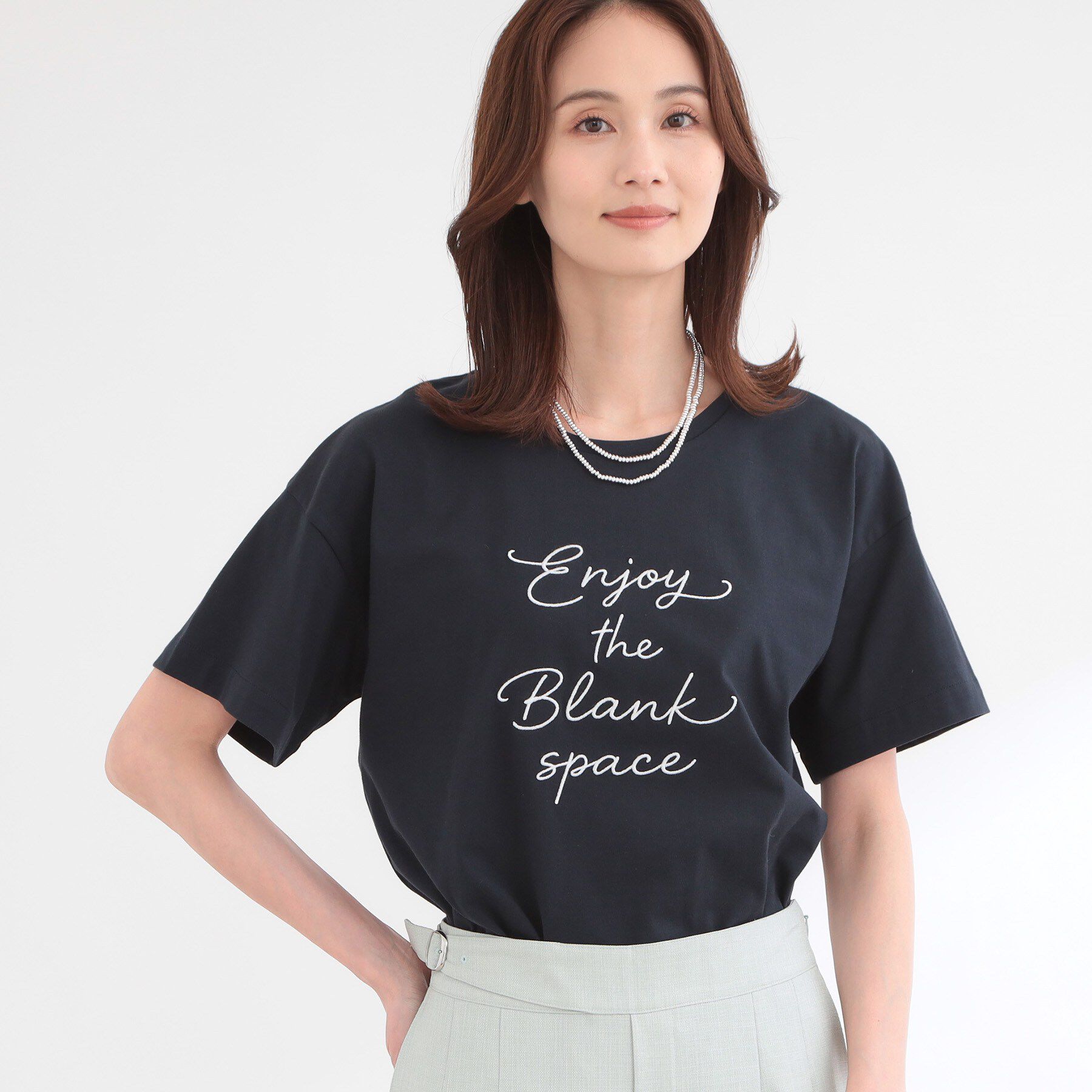 Reflect「【接触冷感】ラインアート刺繍Tシャツ」|Tシャツ・カットソー|